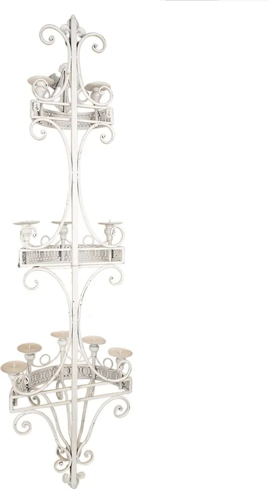 Sfesnic 10 lumanari, bej, din metal, aspect vintage,44x19x143 cm
