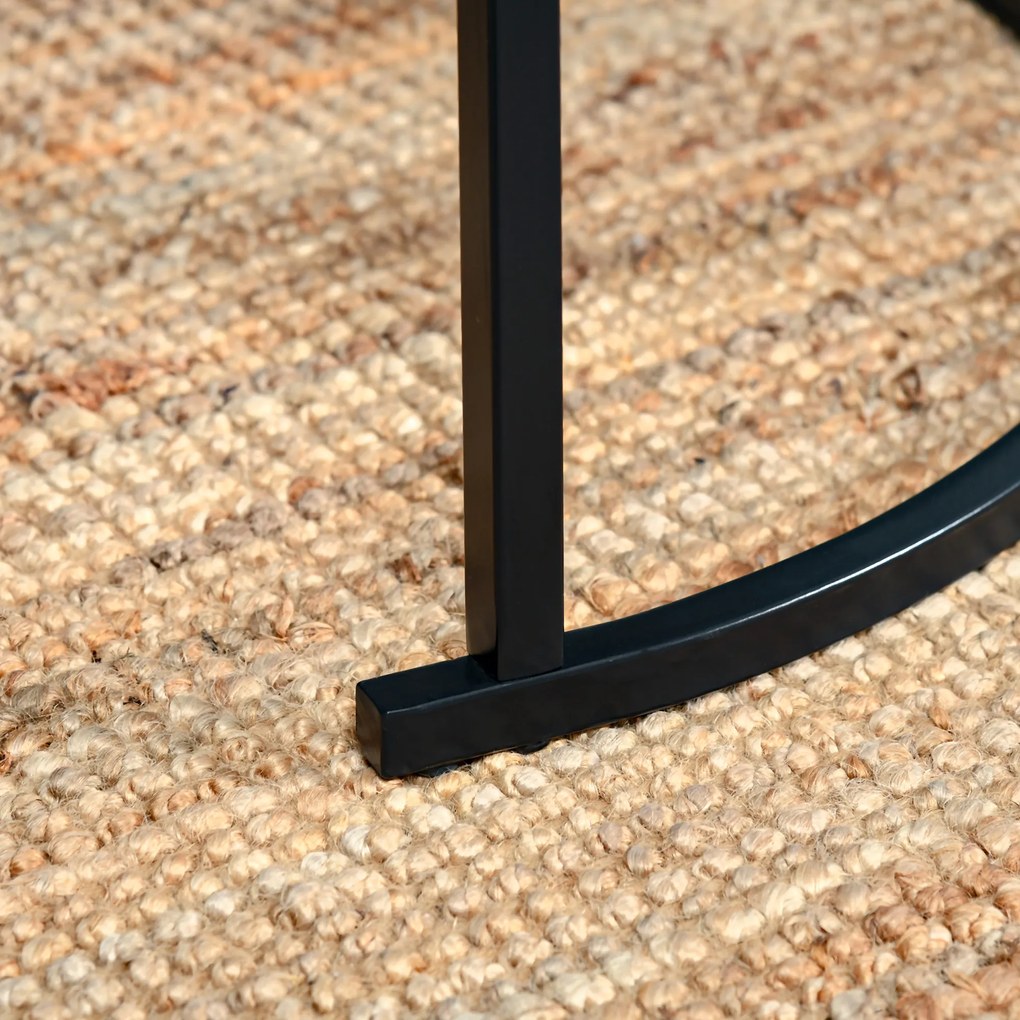 HOMCOM Lot de 2 Mese Laterale Rotunde gigogne incastrabile blat de lemn aspect marmura si Picioare din metal Negru | Aosom Romania