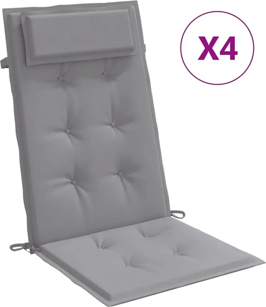 vidaXL Perne scaun cu spătar înalt 4 buc, gri, țesătură Oxford