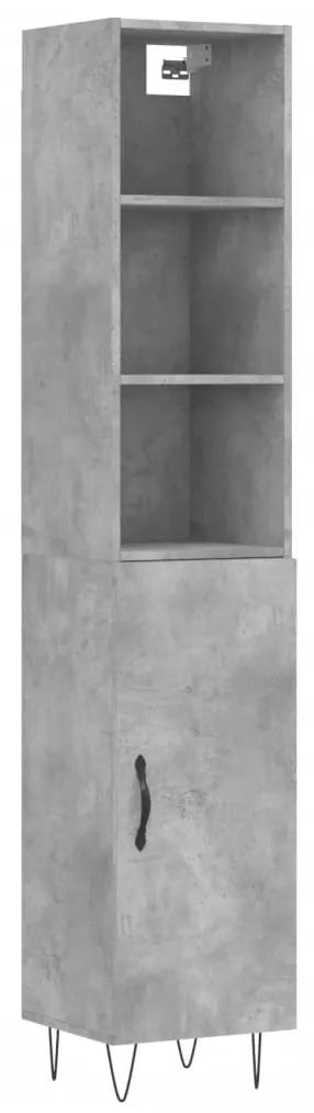 3189633 vidaXL Dulap înalt, gri beton, 34,5x34x180 cm, lemn prelucrat