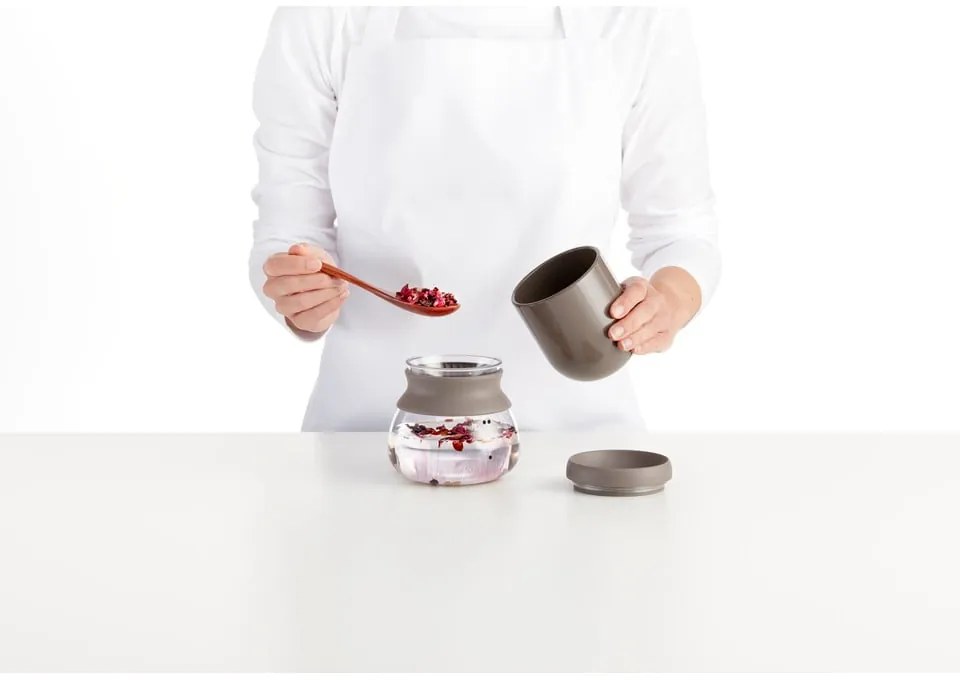 Ceainic maro deschis cu filtru din sticlă 500 ml – Lékué