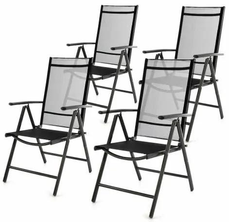 Set de grădină de 4 scaune rabatabile - negru