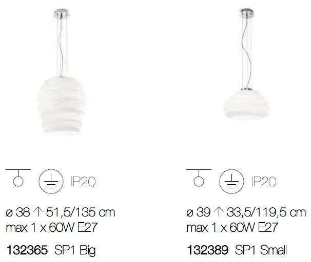 Lustra/ Pendul modern diametru 39cm, KARMA SP1 SMALL BIANCO 132389