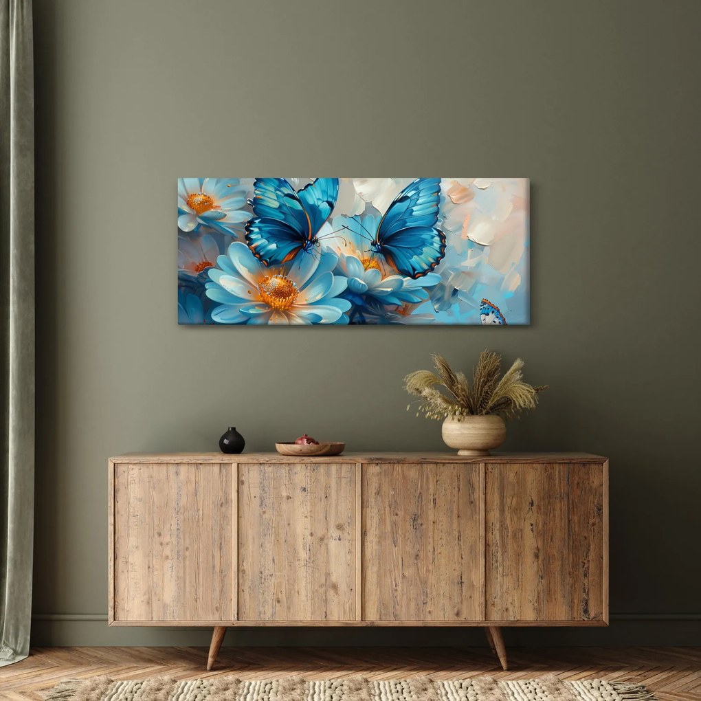 Tablou - Fluturi albaștri (120x50 cm)