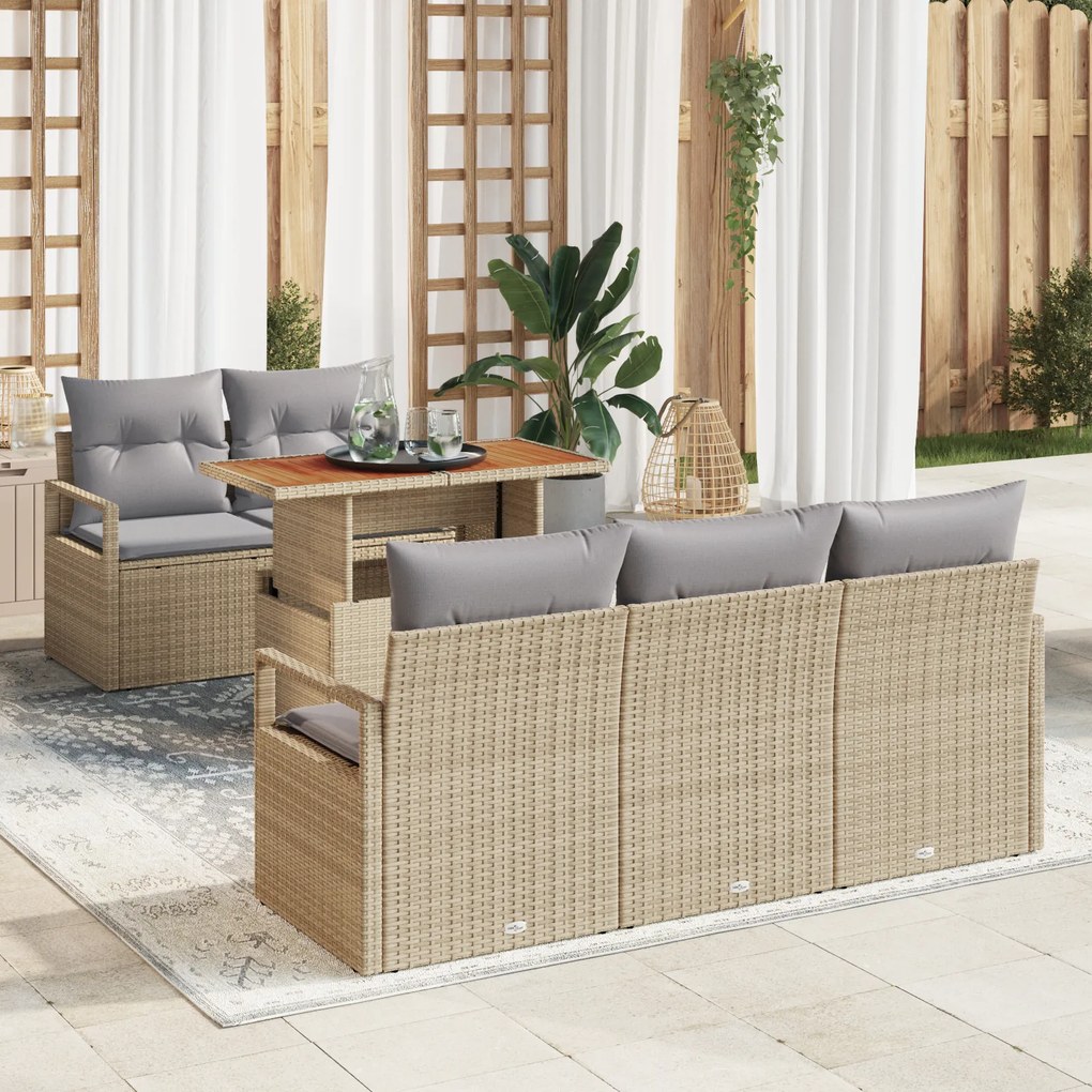 vidaXL Set de canapele pentru grădină Manual 6 pcs bej și gri deschis