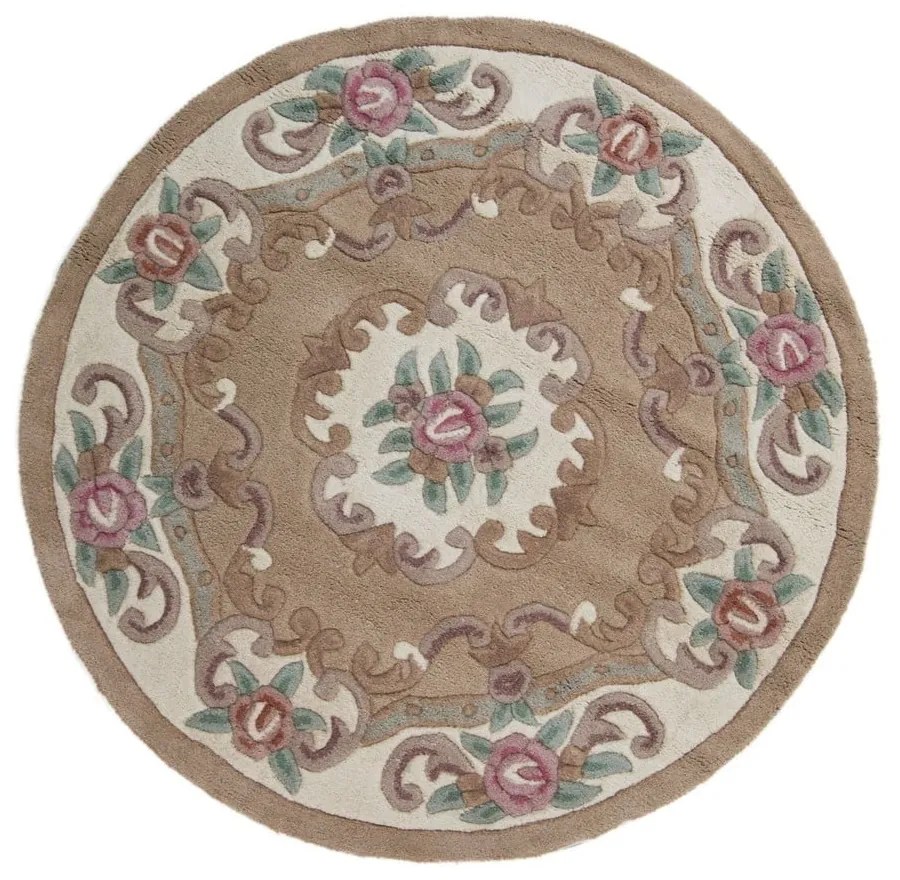Covor din lână Flair Rugs Aubusson, ⌀ 120 cm, bej