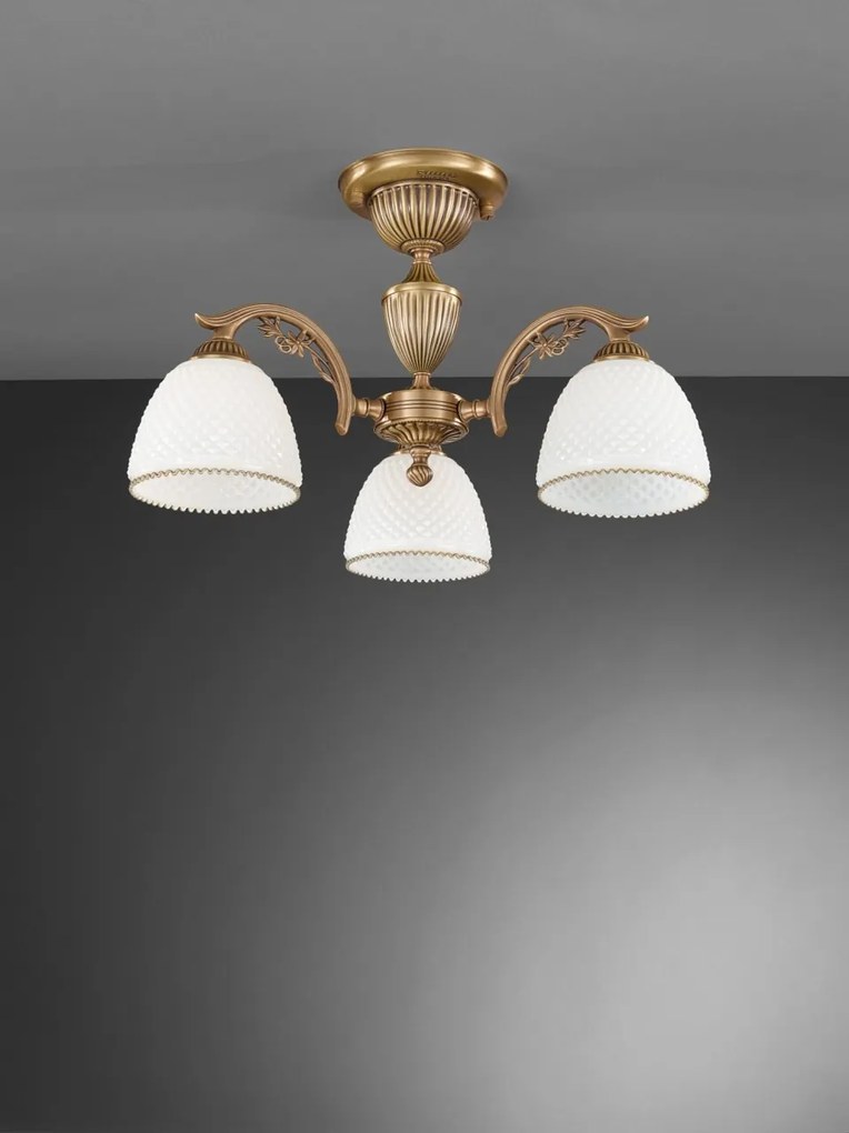 Lustra aplicata cu 3 brate clasic design italian din alama si sticla 8601 RA-PL. 8621/3