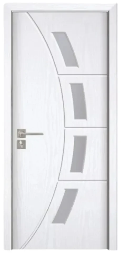 Usa Interior din MDF Novo Doors ND508, Cadru din Lemn Masiv, Geam Sablat, KIT COMPLET, Toc , Manere si balamale incluse (Culoare: Alb, Dimensiune: 80