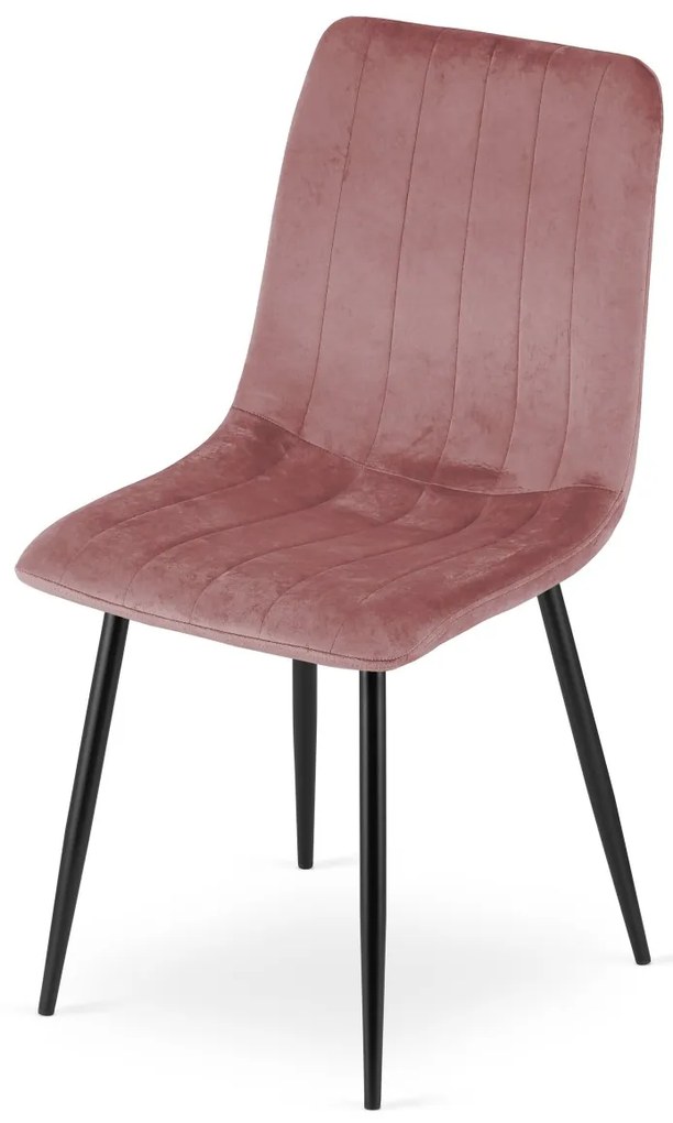 Roz scaun bucatarie LAVA din catifea cu picioare negre