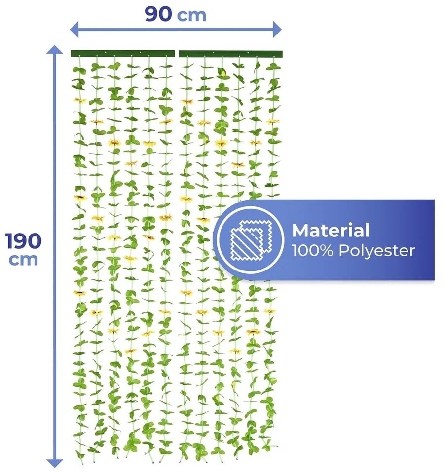 Draperie galbenă-verde 90x190 cm cu prindere la ușă Sunflowers – Maximex