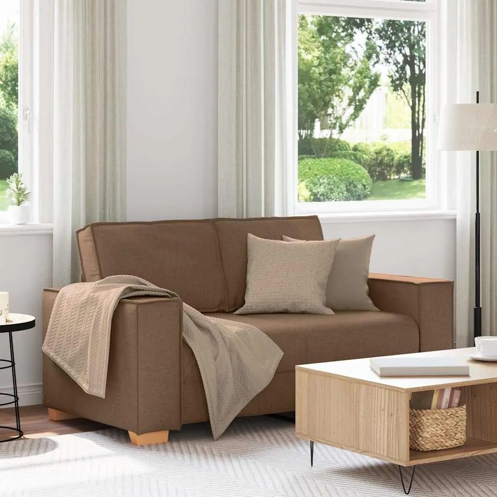 vidaXL Canapea cu 2 locuri, maro, 120 cm, material textil