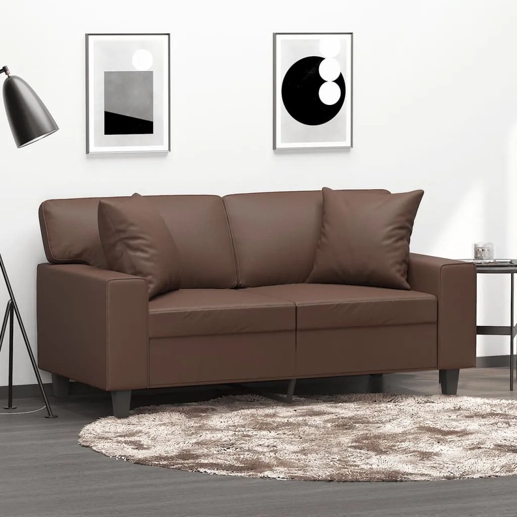 3153055 vidaXL Canapea cu 2 locuri, perne&pernuțe maro 120 cm piele ecologică
