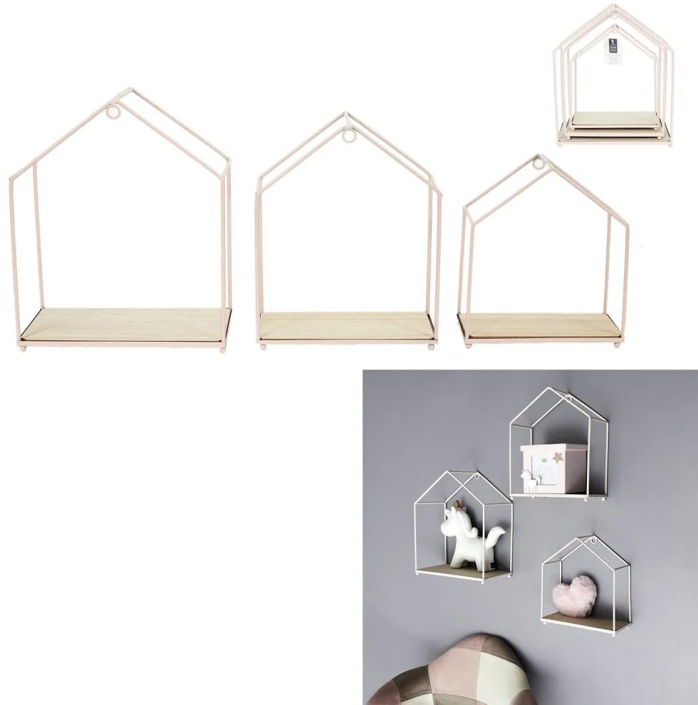 OFERTA Set 3 buc rafturi decorative pentru copii SAKURA, roz II.calitate