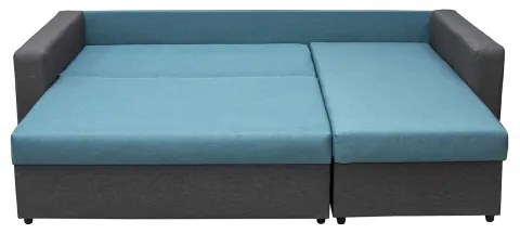 Coltar NICOLE extensibil, cu lada depozitare, colt interschimbabil, gri + turcoaz, 225x145x82 cm