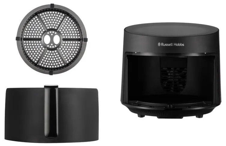 Friteuza cu aer cald Russell Hobbs SatisFry Panoramic 27420-56, 1650W, 5.5 l, 10 programe, Afisaj digital cu LED-uri, Termostat, Timer, Negru