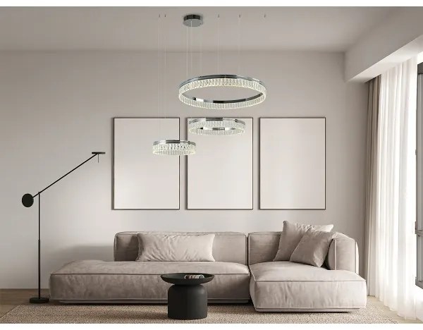 Lustră cu cristale LED THALIA, reglabilă, suspendată pe cablu, 120W/230V 3000-6000K + telecomandă