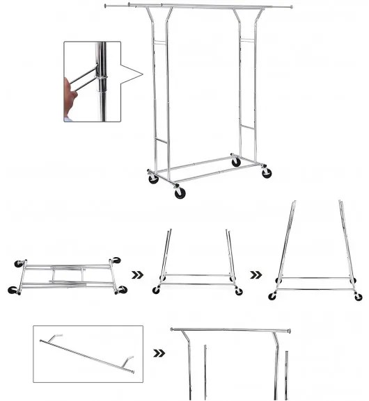 Suport mobil cu 2 bare Chrome 1, 129 x 55 x 148/172 cm