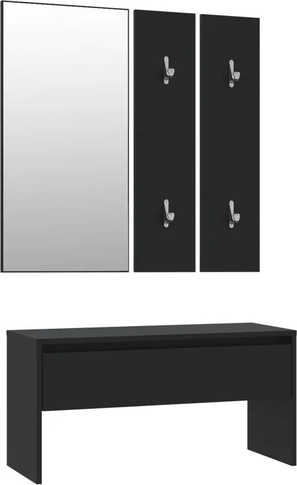 vidaXL Set de mobilier pentru hol, negru, lemn prelucrat