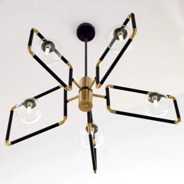 Lustră pe cablu Jupiter 1985 IBRA 5xG9/10W/230V negru/auriu