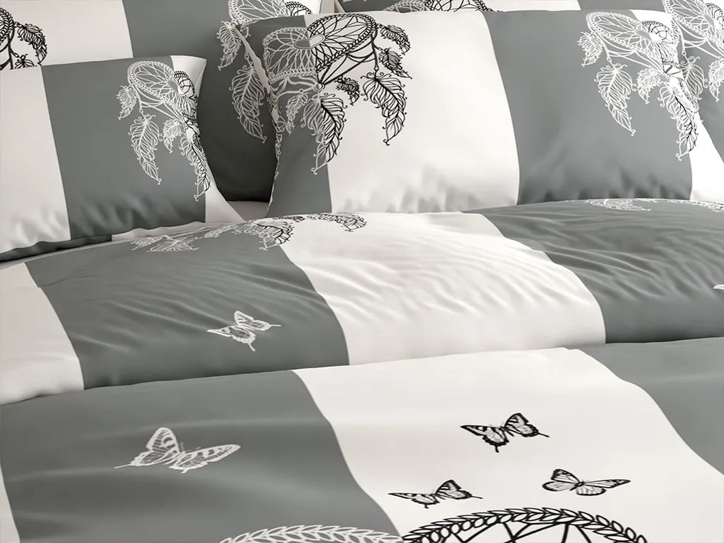 Lenjerie de pat din bumbac TIRSO POLY gri-alb Dimensiune lenjerie de pat: 70 x 90 cm | 140 x 200 cm