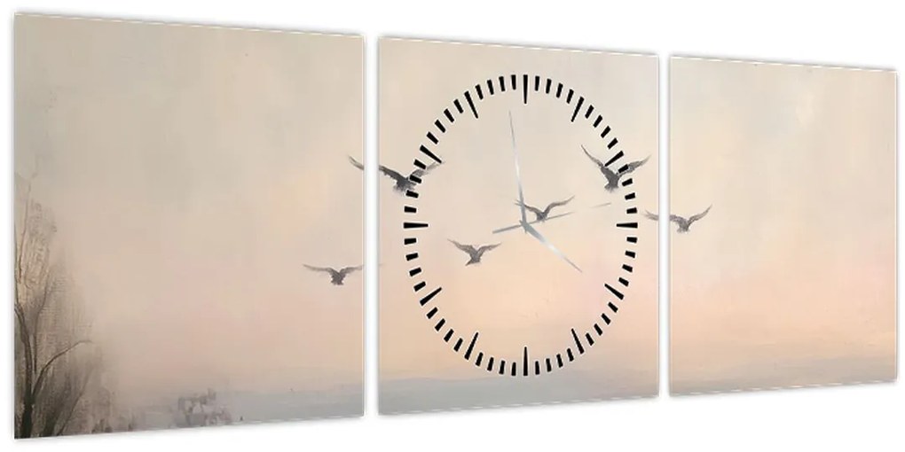 Tablou - Stol de păsări (cu ceas) (90x30 cm)