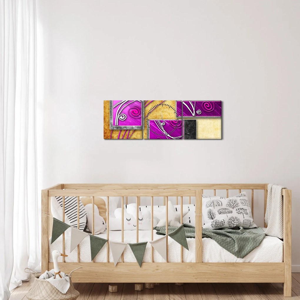 Tablou abstracție (cu ceas) (90x30 cm)