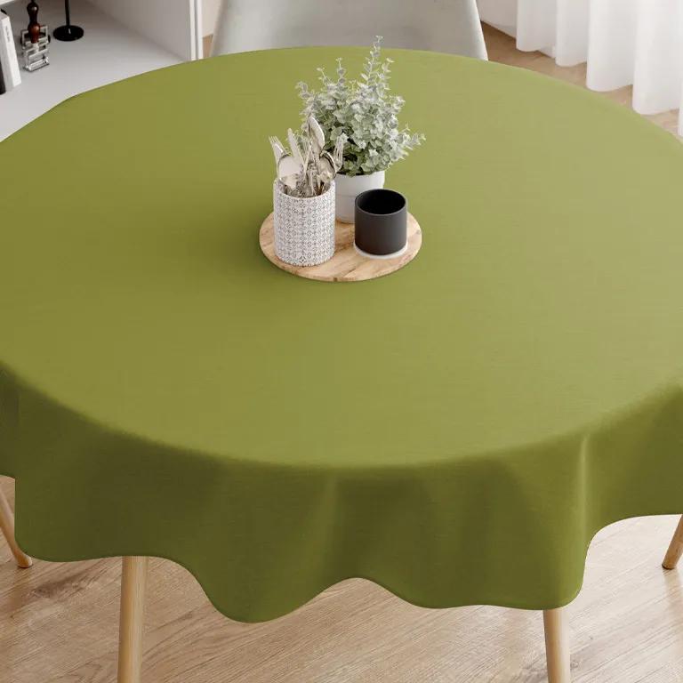 Goldea față de masă decorativă loneta - măslin - rotundă Ø 60 cm