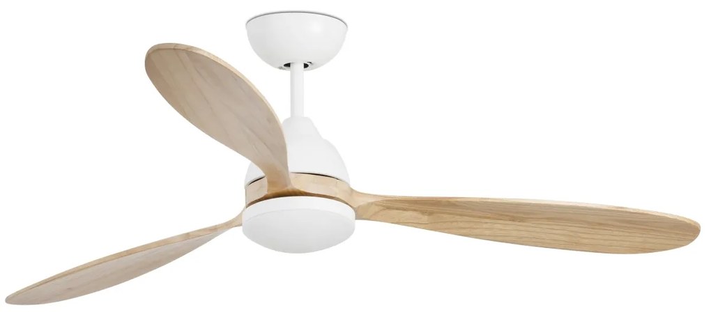 Lustra LED cu Ventilator si telecomanda design modern POROS alb/lemn
