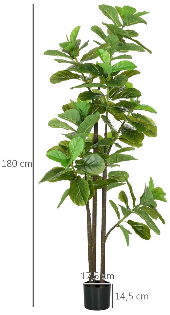 HOMCOM Set de 2 plante artificiale Figuier à feuilles de violon Ficus Lyrata înălțime 180cm cu ghiveci | Aosom Romania
