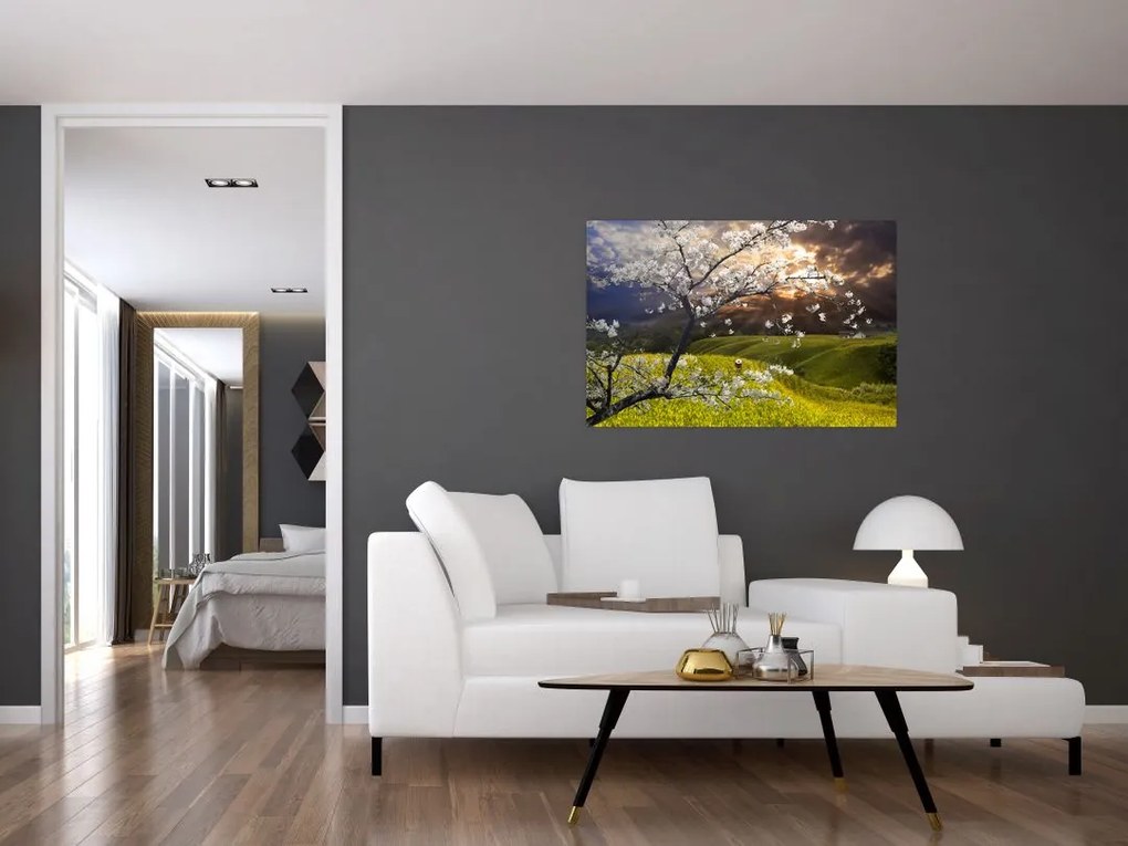 Tablou - Peisaj cu pomul înflorit (90x60 cm)