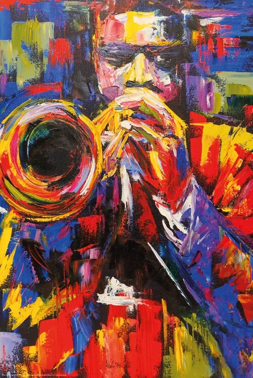 Poster Colorful jazz trumpeter