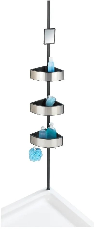 Raft telescopic pentru duș Wenko Prea Silver/Black, 27 x 20 cm