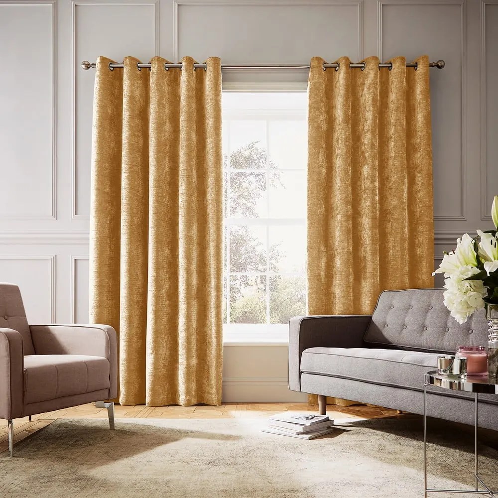 Draperii galbene termoizolante 2 buc. din janilie 168x229 cm Selene Luxury Chenille – Hyperion