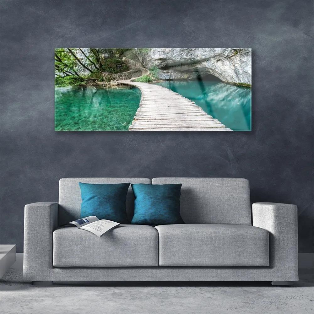 Tablouri acrilice Podul Lacul Alb Albastru Arhitectura