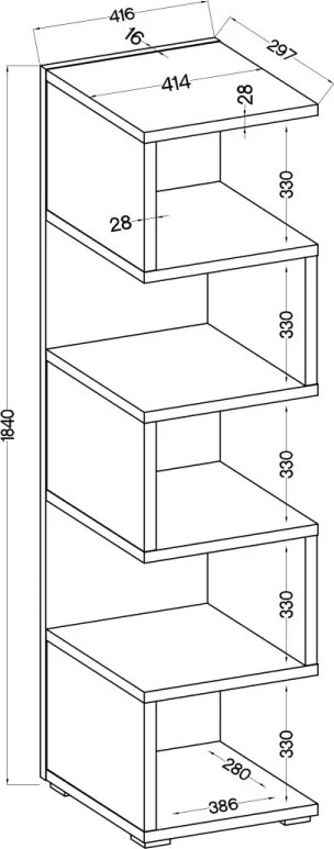 Biblioteca 41.6x184x29.7 cm, Morten, ADRK Furniture (Culoare: Sonoma / Sonoma)