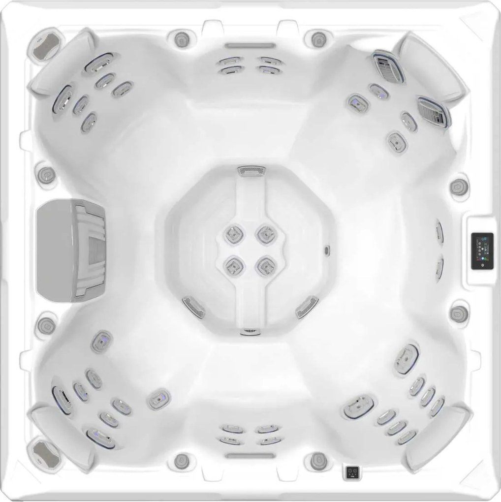 Minipiscina jacuzzi 7 persoane, 46 jeturi hidromasaj, WiFi, sistem audio, pompa caldura inclusa, Wellis Mandala Life Premium