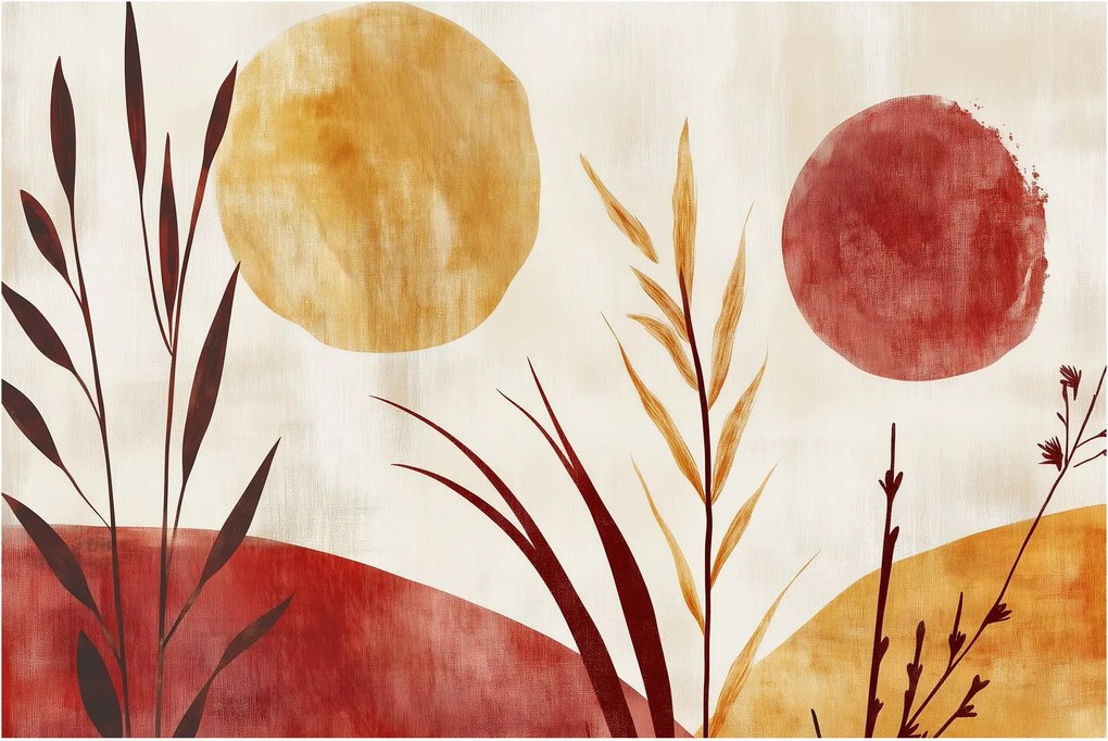 Tablou - Plante și cercuri (90x60 cm)