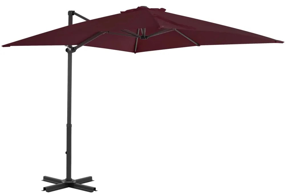 vidaXL Umbrelă în consolă cu stâlp din aluminiu, bordo, 250x250 cm