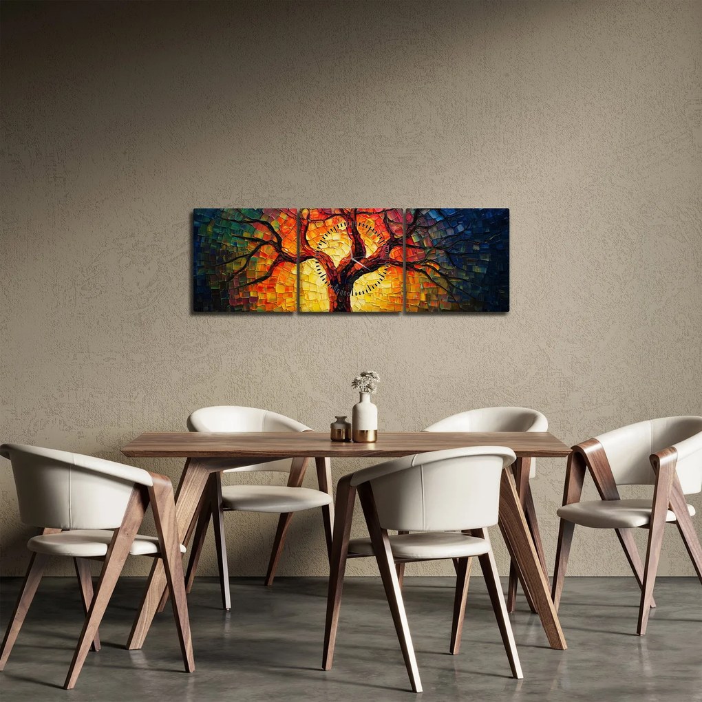 Tablou - Arborele vieții în mozaic (cu ceas) (90x30 cm)