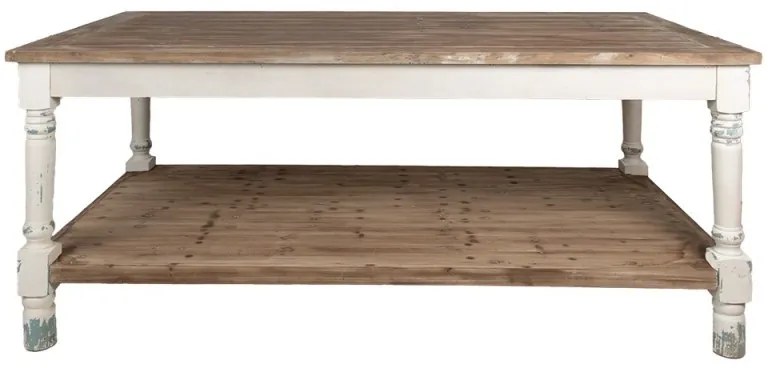 Masă de prezentare shabby chic, cu finisaj alb antichizat, Clarisse, 200x100x85 cm