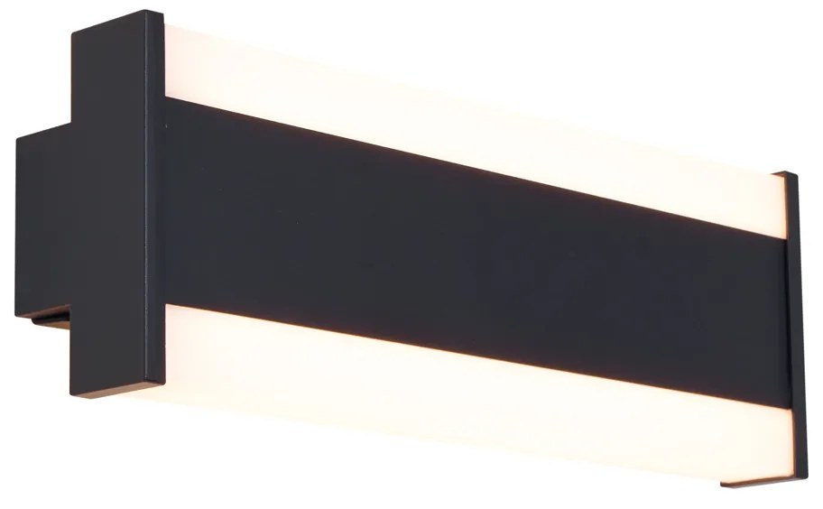 Lampă de perete modernă neagră 30cm incl. LED CCT IP54 - Vanya