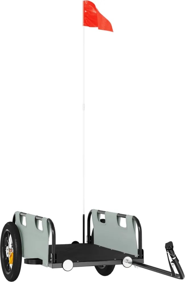 vidaXL Remorcă de bicicletă, gri, textil oxford și fier