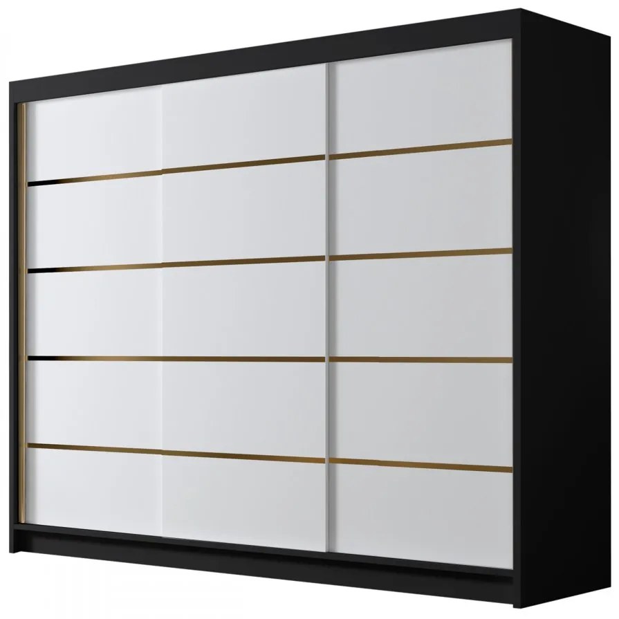 Dulap de haine cu uși culisante Fozzurt VII 250 (Alb + Negru + auriu) . Promo -17%. 1105715