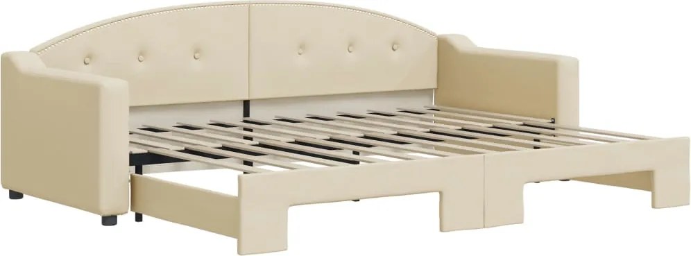 vidaXL Pat de zi cu extensie, crem, 80x200 cm, textil