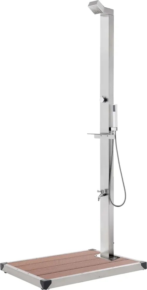 vidaXL Duș de grădină cu bază maro, 225 cm, oțel inoxidabil