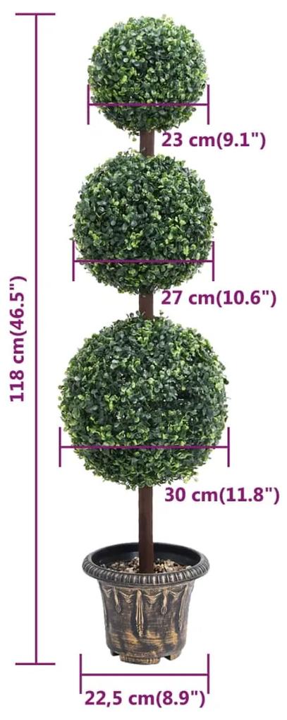 Planta artificiala cimisir cu ghiveci verde 118cm forma minge 1, 22.5 x 118 cm