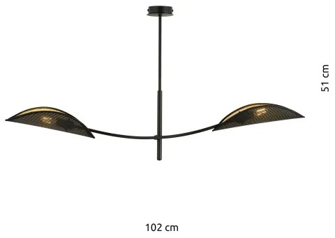 Lustră pe tijă LOTUS 2xE14/10W/230V negru/auriu