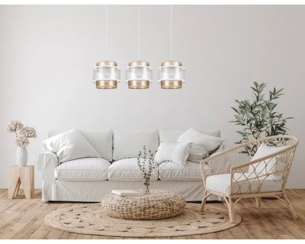 Lustră pe cablu GABI 3xE27/60W/230V aurie/albă