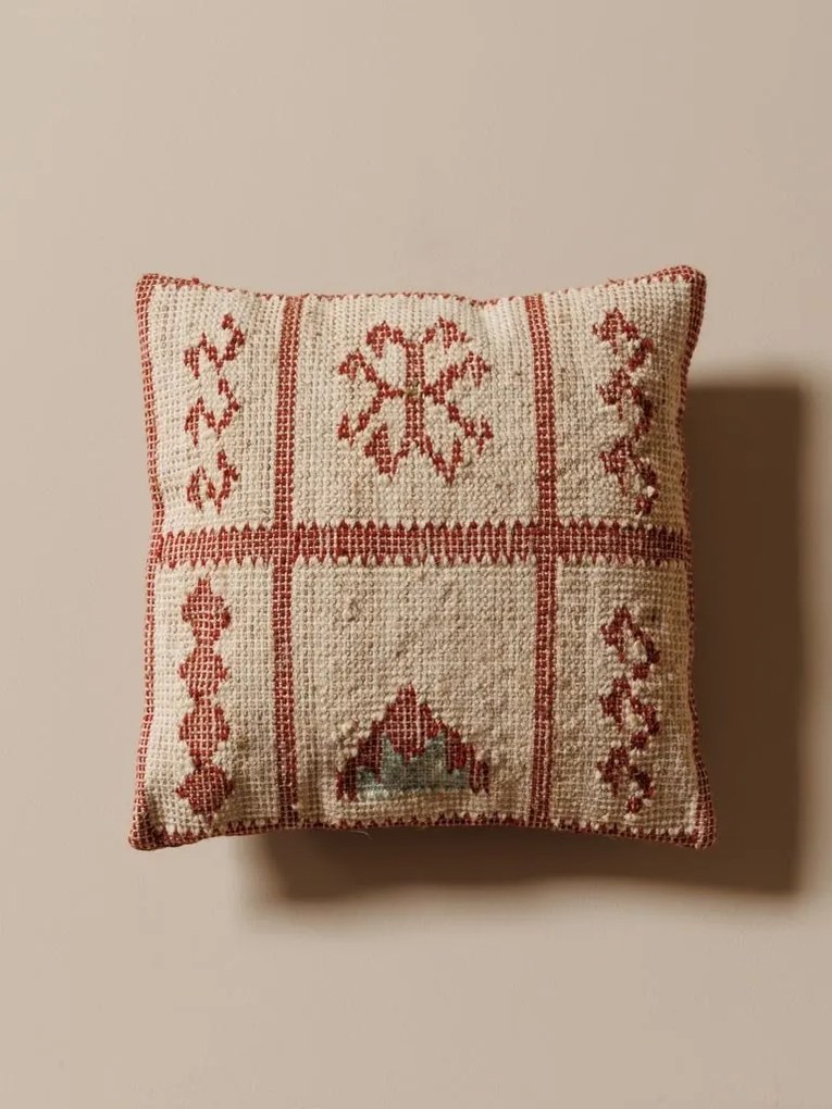 Perna decorativa, cu 2 fete, din lana si iuta naturala, Imazi 50x50cm