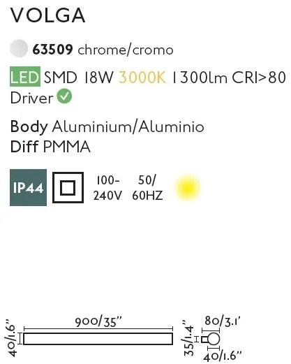 Aplica LED pentru oglinda baie moderna IP44 VOLGA 18W